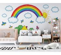 Photo Wallpape Non-Woven Rainbow Paradise 3D Wall Mural Decoration Poste Cartoon Children Wall Mural Decoration Poste Premium Wallpaper Wall Art for Living Room Bedroom W500xH280 19yf405