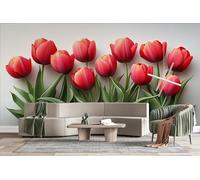 Photo Wallpape Non-Woven Tulip 3D Wall Mural Decoration Poste Flowers Country Style Wall Mural Decoration Poste Premium Wallpaper Wall Art for Living Room Bedroom W350xH256 17yf304