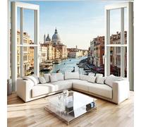 Photo Wallpape Non-Woven View Window Venice 3D Wall Mural Decoration Poste Luxury Architecture Wall Mural Decoration Poste Premium Wallpaper Wall Art for Living Room Bedroom W400xH280 27f404