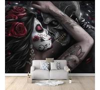 Photo Wallpaper 118" x 83"/300 x 210 cm(WxH) Non-Woven Premium Art Print, Fantasy Gothic Couples Design Black Wall Mural, Home Decor Theme Wallpaper for Bedroom Living Room