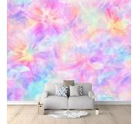 Photo Wallpaper 138" x 101"/350 x 256 cm(WxH) Non-Woven Tie-Dye Fantasy Flowers Print Wall Mural Decoration Poster Picture Design, Not Peel and Stick, DIY Wallpaper Wall Murals Decorate Colorful