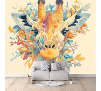 Photo Wallpaper 200 x 140 cm / 78.7" x 55.1" - Non-Woven Mural, Giraffe Art Print Fleece Wall Mural Decoration Poster Picture Design Modern - Abstract Floral Giraffe A-P-0148-P7