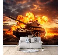 Photo Wallpaper 200 x 140 cm / 78.7" x 55.1" - Non-Woven Mural, Tank Art Print Fleece Wall Mural Decoration Poster Picture Design Modern - Flame War Tank A-P-0148-P7