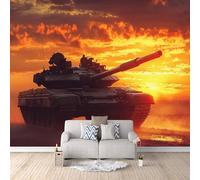 Photo Wallpaper 200 x 140 cm / 78.7" x 55.1" - Non-Woven Mural, Tanks Art Print Fleece Wall Mural Decoration Poster Picture Design Modern - Sunset War Tank A-P-0148-P7