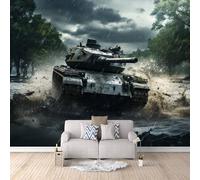 Photo Wallpaper 200 x 140 cm / 78.7" x 55.1" - Non-Woven Mural, Tanks Art Print Fleece Wall Mural Decoration Poster Picture Design Modern - Black War Tank A-P-0148-P7