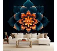 Photo Wallpaper 200x140 cm 3D Geometric Flowers Colorful Petals Pattern Non-Woven Matte Waterproof Wall Paper Mural Poster TV Background Decoration for Corridor Living Room Bedroom Home Renovation