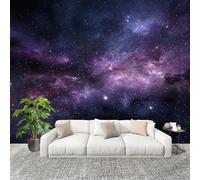Photo Wallpaper 200x140 cm Purple Non-Woven Art Wall Mural Poster Picture Fantasy Galaxy Starry Sky - Living Room Sofa TV Background Wall Mural Indoor Decor - Not Self Adhesive