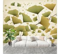 Photo Wallpaper 200x140 cm Simple Art Ginkgo Leaves Non-Woven Art Wall Mural Poster Picture Green - Living Room Sofa TV Background Wall Mural Indoor Decor - Not Self Adhesive