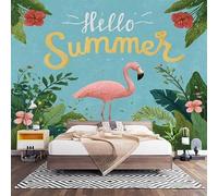 Photo Wallpaper 200x140 cm - Summer Themed Patterns Non-Woven Premium Art Print Wallpaper Light Blue Photo Mural Decoration Poster for Childrens Bedroom, Playroom Sofa Backdrop