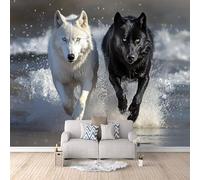Photo Wallpaper 250 x 175 cm / 98.4" x 68.9" - Non-Woven Wall Mural Wolf Art Print Fleece Wall Mural Decoration Poster Picture Design Modern - Black and White Animal Wolf Pack J-F-01269-C-7