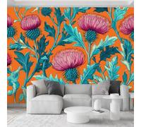 Photo Wallpaper 250 x 175 cm William Morris Floral Thistle, Wall Mural Non-Woven 3D Wallpaper Décor Art Poster Picture Design for Living Room Bedroom Dorm Décor, Orange Color