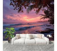 Photo Wallpaper 250x175 cm Beach Sunset Views Non-Woven Art Wall Mural Poster Picture Romantic Scenery - Living Room Sofa TV Background Wall Mural Indoor Decor - Not Self Adhesive
