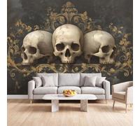 Photo Wallpaper 250x175 cm, Non-Woven Skull Scrollwork | Gothic Dark Vintage Wall Mural for Kitchen bedroom living room Poster Picture