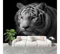 Photo Wallpaper 250x175 cm White Non-Woven Art Wall Mural Poster Picture Animal Tiger Close-Up - Living Room Sofa TV Background Wall Mural Indoor Decor - Not Self Adhesive