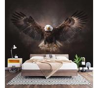 Photo Wallpaper 300x210 cm - Animal Bald Eagle Pattern Non-Woven Premium Art Print Wallpaper Dark Brown Photo Mural Decoration Poster for Childrens Bedroom, Playroom Sofa Backdrop