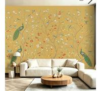 Photo Wallpaper 350 x 256cm Floral Animals Birds Peacock Wall Murals, Chinese Traditional Mural Non-Woven, Large Photo Wallpaper for Living Room Bedroom Kitchen Office Kids Room, Customizable
