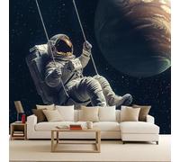 Photo Wallpaper 350x256 cm 3D Space Astronaut Planet Flowers Pattern Non-Woven Matte Waterproof Wall Paper Mural Poster TV Background Decoration for Corridor Living Room Bedroom Home Renovation