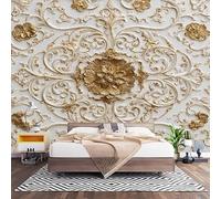 Photo Wallpaper 350x256 cm - European Classical Patterns Non-Woven Premium Art Print Wallpaper White Photo Mural Decoration Poster for Childrens Bedroom, Playroom Sofa Backdrop