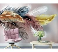 Photo Wallpaper 3D Colored Feathers Non-Woven Mural Wall Decor 200(W) X140(H) Cm