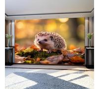 Photo Wallpaper 3D Effect Animal Hedgehog Non-Woven Wall Mural 250 x 180 cm Autumn Scenery Large Wall Decor for Bedroom Living Room Kids Room
