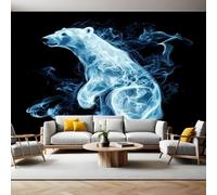 Photo Wallpaper 3D Effect Animal Polar Bear Blue Mural Wallpaper Non-Woven Wall Mural, 350 x 256 cm Large Murals Wall Decor for Bedroom, Living Room, Kids Room