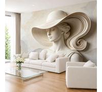 Photo Wallpaper 3D Effect Classical Woman with Swirl Layered Hat 150×105cm Wall Mural Non-Woven Wallpaper Wall Art Decoration Poster for Living Room Kids Bedroom 150×105cm (WxH) (59×41Inch)