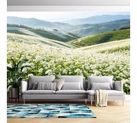 Photo Wallpaper 3D Effect Flower Terraced Fields Natural Landscape Panoramic Mural 150Cmx106Cm(Wxh) Murals Art Non-Woven Wallpaper for Living Room Bedroom Home Decoration-Not Peel N' Stick Flower Te