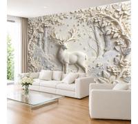 Photo Wallpaper 3D Effect Forest Spotted Sika Deer Wall Mural 250×175cm (WxH) Premium Non-Woven Photo Wallpaper Wall Art Decor for Living Room Sofa Tv Background 250×175Cm (Wxh) (98×69Inch)