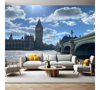 Photo Wallpaper 3D Effect London Street Scene Mural Wallpaper Non-Woven Wall Mural, 350 x 256 cm Large Murals Wall Decor for Bedroom, Living Room, Kids Room