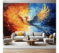 Photo Wallpaper 3D Effect Painted Art Phoenix Mural Wallpaper Non-Woven Wall Mural, 350 x 256 cm Large Murals Wall Decor for Bedroom, Living Room, Kids Room