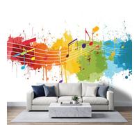 Photo Wallpaper 3D Effect Panoramic Mural Abstract Graffiti Music Wall Mural 150x105 cm for Living Room Bedroom Home Decoration, Non-Woven Wall Poster Adult Children