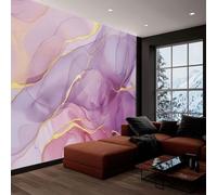 Photo Wallpaper 3D Effect Panoramic Mural Abstract Marble Line Art Purple Wall Mural 400x280 cm for Living Room Bedroom Home Decoration, Non-Woven Wall Poster Adult Children