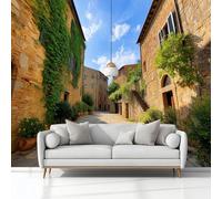 Photo Wallpaper 3D Effect Panoramic Mural Buildings Streets Landscape Wall Mural 200x140 cm for Living Room Bedroom Home Decoration, Non-Woven Wall Poster Adult Children