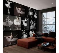 Photo Wallpaper 3D Effect Panoramic Mural Dance Ballet Girl Black Wall Mural 350x245 cm for Living Room Bedroom Home Decoration, Non-Woven Wall Poster Adult Children
