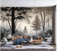 Photo Wallpaper 3D Effect Panoramic Mural Forest Secret Realm Misty Trees And Bushes for Living Room Adult Children Bedroom Home Decoration Wall Poster- Silk 300x210cm(WxH) Wall Mural Gray-Green