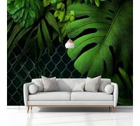 Photo Wallpaper 3D Effect Panoramic Mural Jungle Plants Leaves Green Wall Mural 200x140 cm for Living Room Bedroom Home Decoration, Non-Woven Wall Poster Adult Children