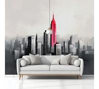 Photo Wallpaper 3D Effect Panoramic Mural New York City Cityscape Grey Wall Mural 150x105 cm for Living Room Bedroom Home Decoration, Non-Woven Wall Poster Adult Children