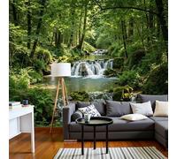 Photo Wallpaper 3D Effect Panoramic Mural Tropical Rainforest Streams, Waterfalls, Trees for Living Room Adult Children Bedroom Home Decoration Wall Poster- Silk 250x175cm(WxH) Wall Mural Green