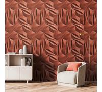 Photo Wallpaper 3D Hexagon Pattern Red White Metallic 39179-3 (6,14£/1qm)