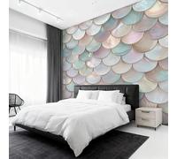Photo Wallpaper 3D Mermaid Scale Decorative - 3D Fish Scale Animal Prints Wallpaper for Living Room Bedroom, Non-Woven Wall Mural TV Background Decor, 500x350 cm saf-1