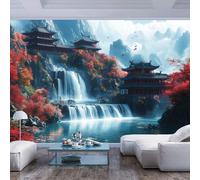 Photo Wallpaper 3D Mural Chinese style landscape waterfalls and pavilions Chinese style landscape waterfalls and pavilionsPeel and Stick Art Decals Home DIY Wall Art Decor Home Nursery Office Decorat