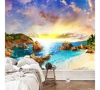 Photo Wallpaper 3D Seaside Scenery Sunset Wallpaper Living Room Bedroom Office Corridor Decoration Murals Modern Wall Decoration - Wall Posters Peel and Stick Wall Art Wall Stic 250 (W) x 175 (H) cm