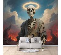 Photo Wallpaper 3D Skeleton Wall Mural - Death Skull, Gothic Non-Woven Wallpaper, 3D Effect Wall Mural for Bedroom Living Room Sofa TV Background Decor 250 × 175 cm (W x H)