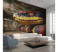 Photo Wallpaper 3D Snake Decorative - Python Serpent Reptiles Animal Wallpaper for Living Room Bedroom, Non-Woven Wall Mural TV Background Decor, 250x175 cm saf-14