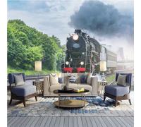Photo Wallpaper 3D Vintage Smoky Steam Train Wallpaper Living Room Bedroom Office Corridor Decoration Murals Modern Wall Decoration - Wall Posters Peel And Stick Wall Art Wall S 140 (W) x 70 (H) cm