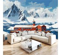 Photo Wallpaper 3D Wall Mural 200 x 140 cm Snow Mountain Home Decor Non-Woven Art Print Wall Decoration Poster Boat Living Room Kitchen Dining Room Bedroom 1M6
