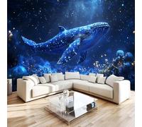 Photo Wallpaper 3D Wall Mural 200 x 140 cm Whale Home Decor Non-Woven Art Print Wall Decoration Poster Blue Ocean Animals Living Room Kitchen Dining Room Bedroom 1M606