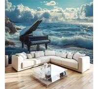 Photo Wallpaper 3D Wall Mural 250 x 175 cm Piano Home Decor Non-Woven Art Print Wall Decoration Poster Music Ocean Living Room Kitchen Dining Room Bedroom25q46