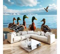 Photo Wallpaper 3D Wall Mural 350 x 256 cm Duck Home Decor Non-Woven Art Print Wall Decoration Poster River Landscape Living Room Kitchen Dining Room Bedroom 1M1797