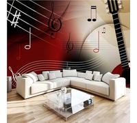 Photo Wallpaper 3D Wall Mural 350 x 256 cm Guitar Musical Notes Home Decor Non-Woven Art Print Wall Decoration Poster Music Theme Living Room Kitchen Dining Room Bedroom 1M2043